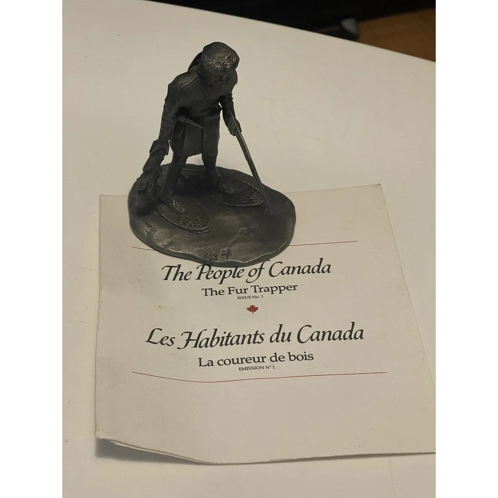The Fur Trapper 1976 Franklin Mint Pewter- with paper‎ work
